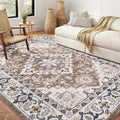 Lofus 4x6 Area Rugs for Living Room Bedroom, Soft Boho Carpet Floral Brown