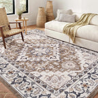 Lofus 4x6 Area Rugs for Living Room Bedroom, Soft Boho Carpet Floral Brown