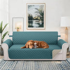 Reversible Sofa Covers Couch Cover Furniture Protector for Dogs Elastic Straps Water Resistant(Sofa,Blue/Beige)