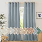 NICETOWN Stone Blue Linen Blend Textured Living Room Curtains, Grommet Top Thick Flax Semi Sheer Vertical Drapes Privacy Assured with Light Filtering for Bedroom, W55 x L84, 2 Pieces