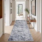 FXRHLP 2.6x8 Washable Runner Rug：Modern Abstract Kitchen Soft Carpet Grey