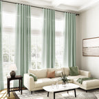 Nanspring Aqua Green Linen Curtains 108 Inches Long for Living Room Bedroom 2 Panels Set Extra Long Back Tab Curtain Light Filtering Sheer Drapes Floor to Ceiling Curtain for Large Windows 52x108