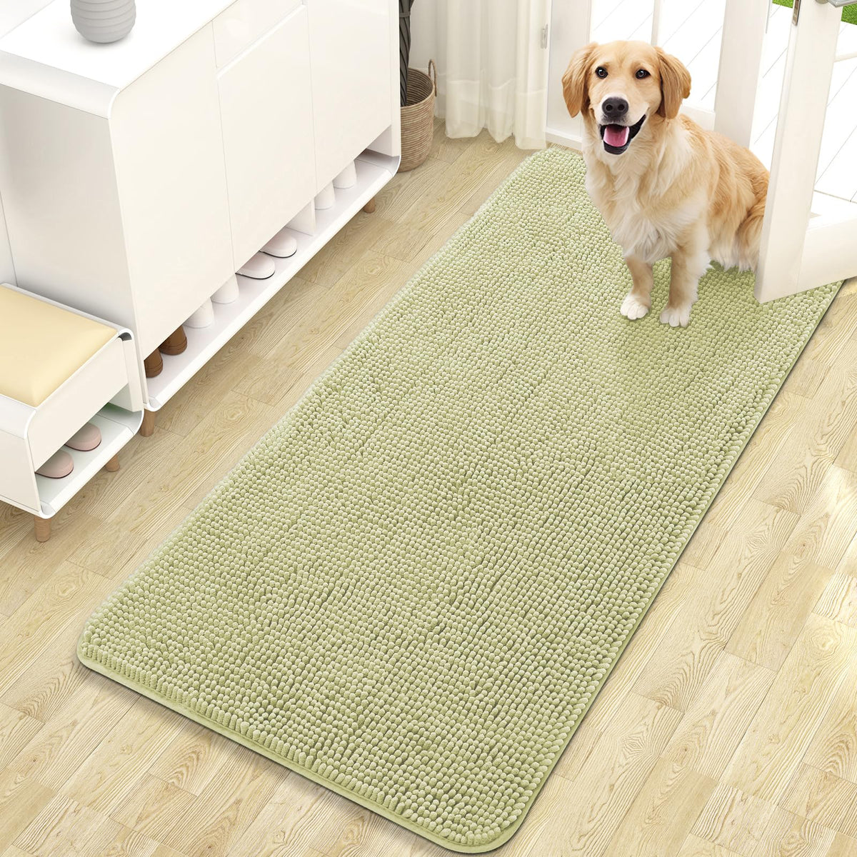 OLANLY Dog Door Mat for Muddy Paws 47x24, Super Absorbent Chenille Mud Mat