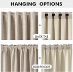 MIULEE 100% Blackout Linen Curtains for Bedroom, Taupe Solid Luxury Decor Thermal Insulation Room Darkening Drapes for Living Room Nursery Back Tab Rod Pocket 42 x 96 Inches, 2 Panels
