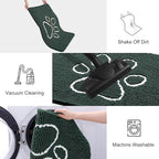 Smiry Dog Door Mat for Muddy Paws, Absorbent Dirt Trapper Non Slip Quick Dry Washable Chenille Mat for Mud Dogs, Entry Rug for Indoor and Outdoor (59x35 Inches, Green and White)