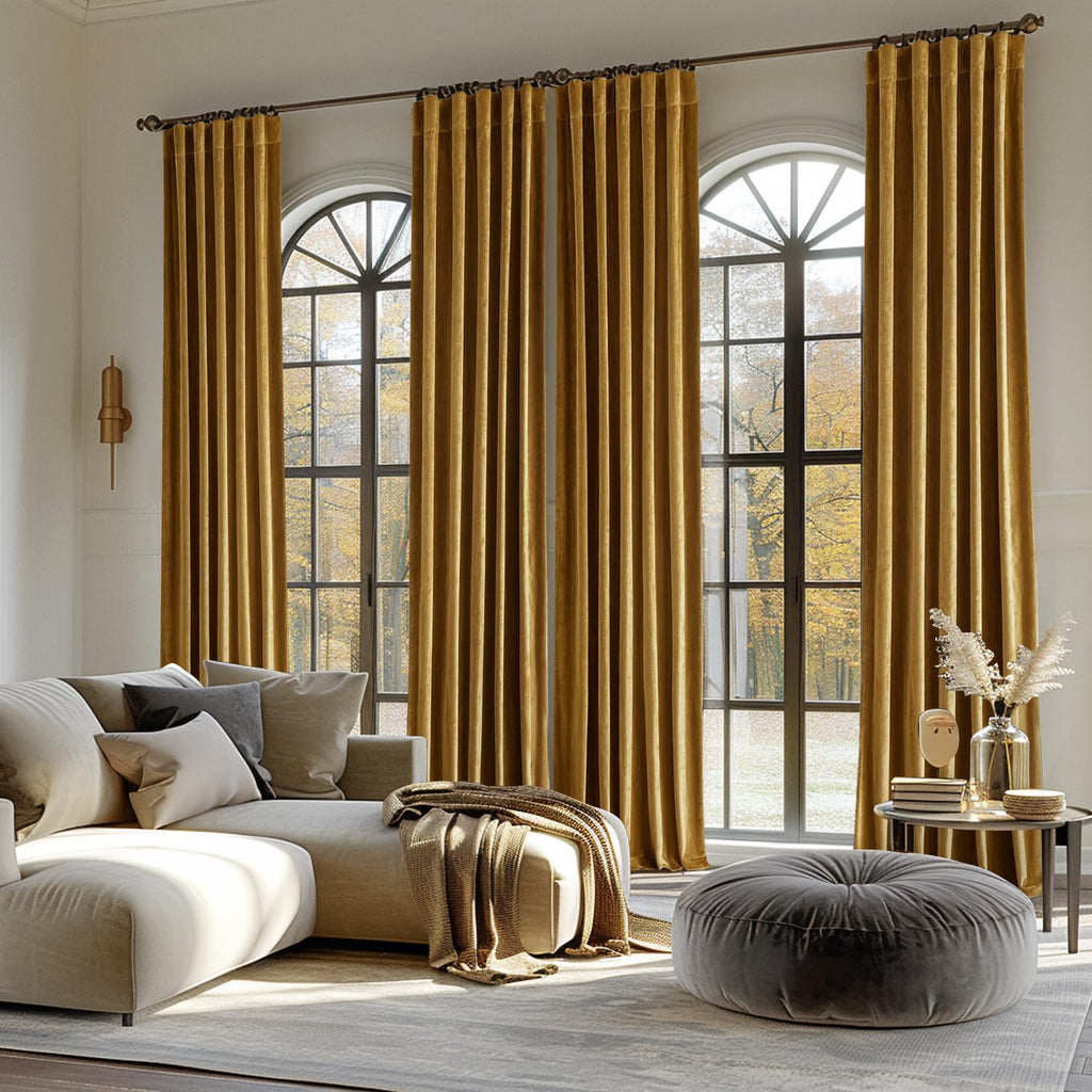 MIULEE Gold Velvet Curtains 52x90 inches Luxury Blackout Curtains