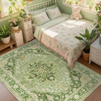 RELEANY Washable Area Rug, 5'x7', Green/Yellow