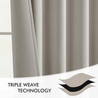MIULEE Natural Back Tab Blackout Curtains 108 Inch Long 2 Panels Set for Bedroom, Rod Pocket/Pinch Pleat Extra Long Thermal Insulated Living Room Darkening Pleated Light Blocking Drapes
