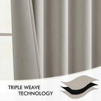 MIULEE Natural Back Tab Blackout Curtains 52x108 Inch Long 2 Panels Set