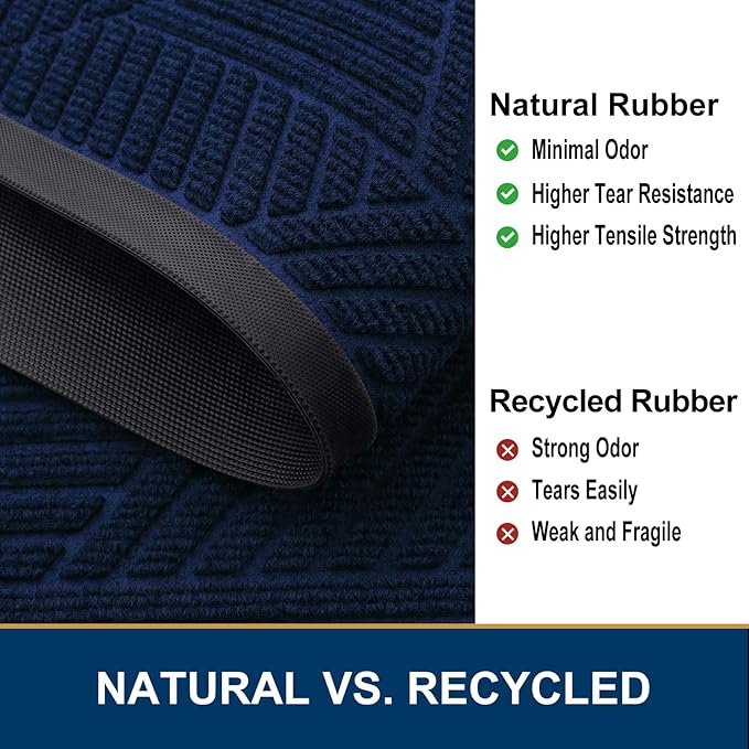 Smiry Front Door Mat Outside Entrance, Low Profile Rubber Doormat, 29.5x17