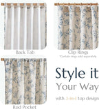 jinchan Floral Curtains Lined Linen Blend Curtain for Living Room 63 Inch Length Blue Flower Patterned Curtain French Country Farmhouse Curtains Drapes Back Tab Rod Pocket 2 Panels