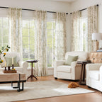 jinchan Vintage Floral Linen Curtains 96 Long for Living Room 2 Panels