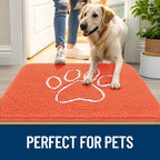 OLANLY Dog Door Mat for Muddy Paws 30x20, Paw Print Design Chenille Mud Mat