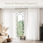Long White Curtain 108 inches Long 2 Panels Set Back Tab Light Filtering Cotton Textured Curtain Modern Farmhouse Coastal Decor White Linen Drapes 108 inch Length for Large Window 9 FT Tall 60x108