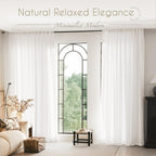 White Curtains 94 inches Long 2 Panels Back Tab Light Filtering Cotton Textured Curtain Modern Farmhouse Coastal Decor Off White Linen Drapes 94 inch Length for Patio Sliding Door Office Bedroom