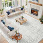10x14 Area Rugs for Living Room Washable Rug: Anti-Skid Abstract Modern Living Room Rug Soft Thin Carpets Indoor Floor Non-Shedding Carpet for Bedroom Dining Farmhouse Nursery Home Office White Gray