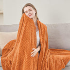 inhand Fall Throw Blanket, Super Soft Fuzzy Blanket for Couch Sofa Bed Office, Cozy Plush Fleece Blanket Throw Size, Washable Lightweight Flannel Blankets Throw for All Season(50”x60”,Rust)