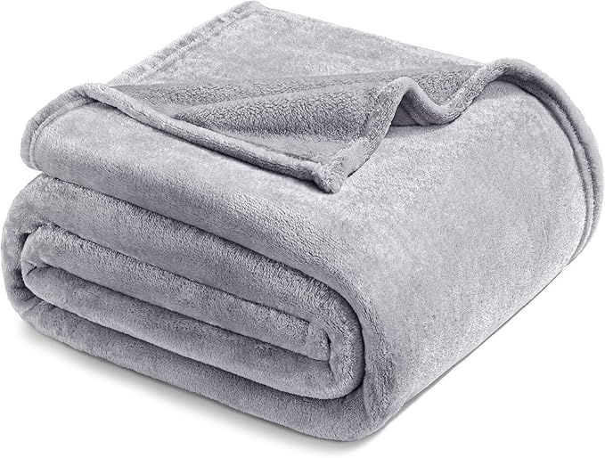 Exclusivo Mezcla Fleece Blanket Cal King Size for Bed, Super Soft and Warm, All Season, Cozy, Plush, Lightweight, 120x120 Inches, Light Grey