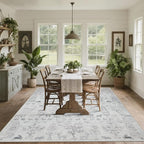 Washable Rugs 8x10 Area Rugs for Living Room,Bedroom,Dining Room- Large Ultra Soft Faux Wool Retro Carpet,Non Slip&Non-Shedding Low Pile Vintage Rug for Home Office Dorm Playroom-Tree Gray