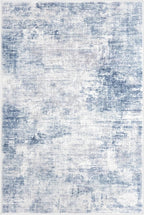 IOHOUZE Abstract Area Rug 3x5 Ft Washable Rugs for Entryway Indoor, Non Slip Kitchen Rug Printed Faux Wool Throw Rugs, Indoor Door Mat for Door Entrance Foyer Living Room, Light Blue Grey