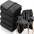 Tewloss 4 Pack Fleece Throw Blankets 50x60 Inches - Oeko-Tex Certified 100, 270 GSM Ultra Soft Plush for Bed, Couch and Cozy Gifts. 3D Waffle Texture, No Shedding No Pilling All Season (Black)