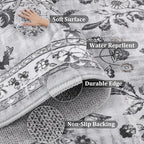 Yamaziot Washable Runner Rug 2x6 – Non Slip Boho Floral Hallway Runner Rug with Rubber Backing, Low Pile Faux Wool Distressed Carpet for Kitchen, Laundry, Bedroom, Entrance, Gray