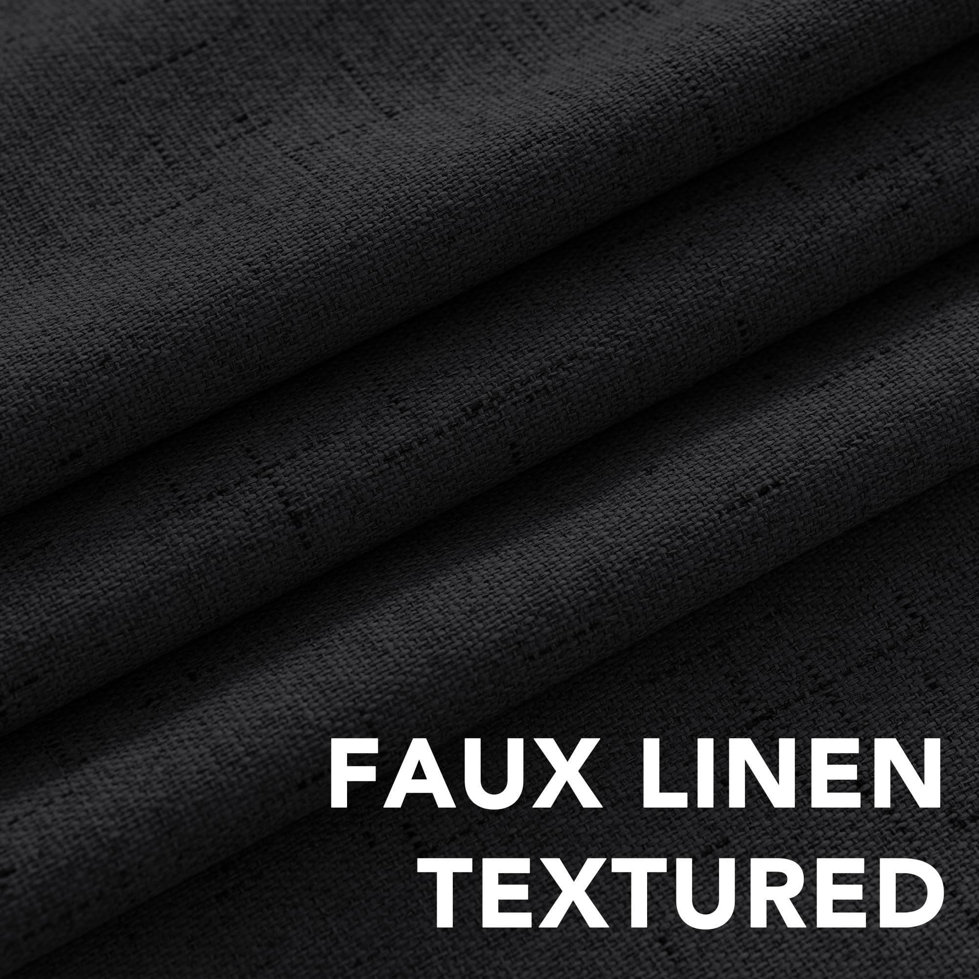 H.VERSAILTEX 100% Blackout Curtains for Bedroom Thermal Insulated Linen Textured Curtains Heat and Full Light Blocking Drapes Living Room Curtains 2 Panel Sets, Black, 52x72 Inch
