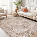 Lofus 5x7 Area Rugs for Living Room, Washable Area Rug, Rugs for Bedroom, Kitchen, Vintage Boho Carpet, Soft Non-Slip, Low Pile Large Area Rug for Office Dining Room, Vintage Beige Brown