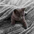 Exclusivo Mezcla Fuzzy Large Fleece Throw Blanket for Couch, Mixed Black