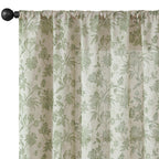 jinchan Linen Floral Curtains for Living Room with Printed Flower 63 Inches Long Light Filtering French Country Back Tab Rod Pocket Sage Green Window Curtain Set Farmhouse Drapes 2 Panels