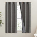 NICETOWN Grizzle Gray Vintage Linen 100% Blackout Curtains for Dining Room, Thermal Insulated Curtains 54" Long, Noise Reducing Window Treatment Drapes for Kitchen, 42" Wide Per Panel, Set of 2