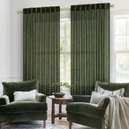 MIULEE Olive Green Short Linen Curtains 52x45 Inch Long 2 Panel for Kitchen