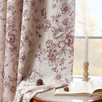 jinchan Blackout Floral Curtains for Living Room Bedroom Linen Blend Curtain Farmhouse Brick Red Printed with Lined Back Tab Rod Pocket Drapes Window Treatments 2 Panels 84 Inch