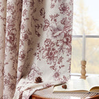 jinchan Floral Linen Blackout Curtains for Bedroom 63 Inches Long