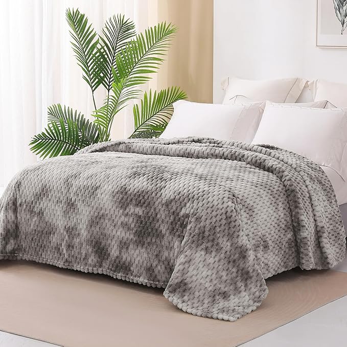 Exclusivo Mezcla 3D Fleece Twin Size Blanket for Bed, Tie-dye Grey