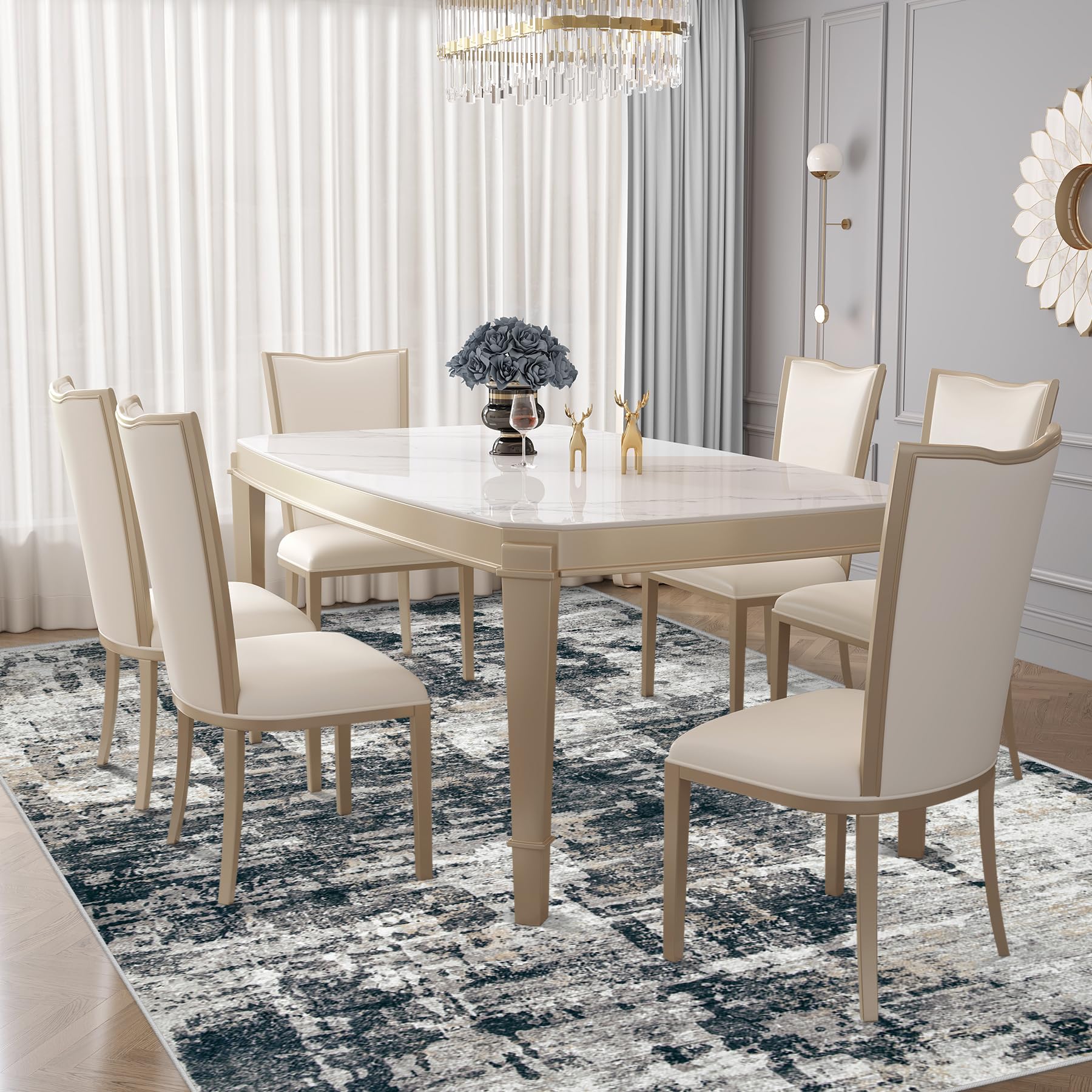XLUEZ 6x9 Area Rugs for Living Room, Washable Modern Abstract Large Area Rug Neutral Soft Non Slip Kids Rug Stain Resistant Indoor Carpet for Bedroom Nursery Dining Room Playroom(BlackGrey, 6'x9')