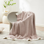 Snuggle Sac Heather Taupe Throw Blanket for Couch, Oversized Throw XL Super Soft Warm Blankets Cozy Knit Fuzzy Lightweight Throws for Sofa, Bed, Living Room, Taupe, 50x70 inches