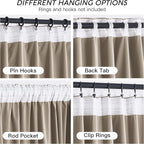 RYB HOME Camel Beige Velvet Curtains 90 inches, Soft Durable Drapes Room Darkening Privacy Window Treatment Farmhouse Decor for Apartment Sliding Glass Door, W52 x L90 inches, Set of 2