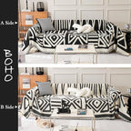 HANDONTIME Boho Sofa Covers for Dogs Black Couch Sofa Covers for 3 Cushion Couch Sofa Beige Chenille Sofa Slipcover Washable Sectional l Shaped Covers Pets Protector Furniture Covers, 71" X150"