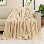 TOONOW Fleece Blanket Super Soft Cozy Throw Blanket 50" x 60", Lightweight Fuzzy Comfy Textured Flannel Blanket Warm Plush Throw Blankets for Couch, Sofa, Bed, Apricot