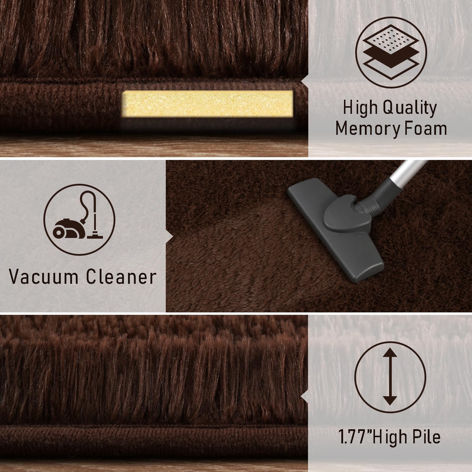 LOCHAS 2x8 Runner Rugs for Hallway, Fluffy Area Rugs for Bedroom, Brown