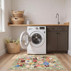 2x4 Entryway Runner Rugs, Non Slip Washable Rugs with Rubber Backing Soft Floral Carpet Runner for Kitchen, Laundry, Bedroom, Bathroom(2 x 4, Green Garden)