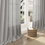 Nanspring Light Gray Linen Curtains 96 Inches Long for Living Room Light Filtering Semi Sheer Curtain Back Tab Rod Pocket Textured Luxury Grey Simple Modern Drapes for Bedroom 52x96, 2 Panels