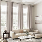 Brownish Grey Linen Curtains 120 Inch Extra Long for Living Room Back Tab Light Filtering Semi Sheer Drapes Modern Farmhouse Boho Cotton Textured Curtain for Floor to Ceiling High Window 52x120