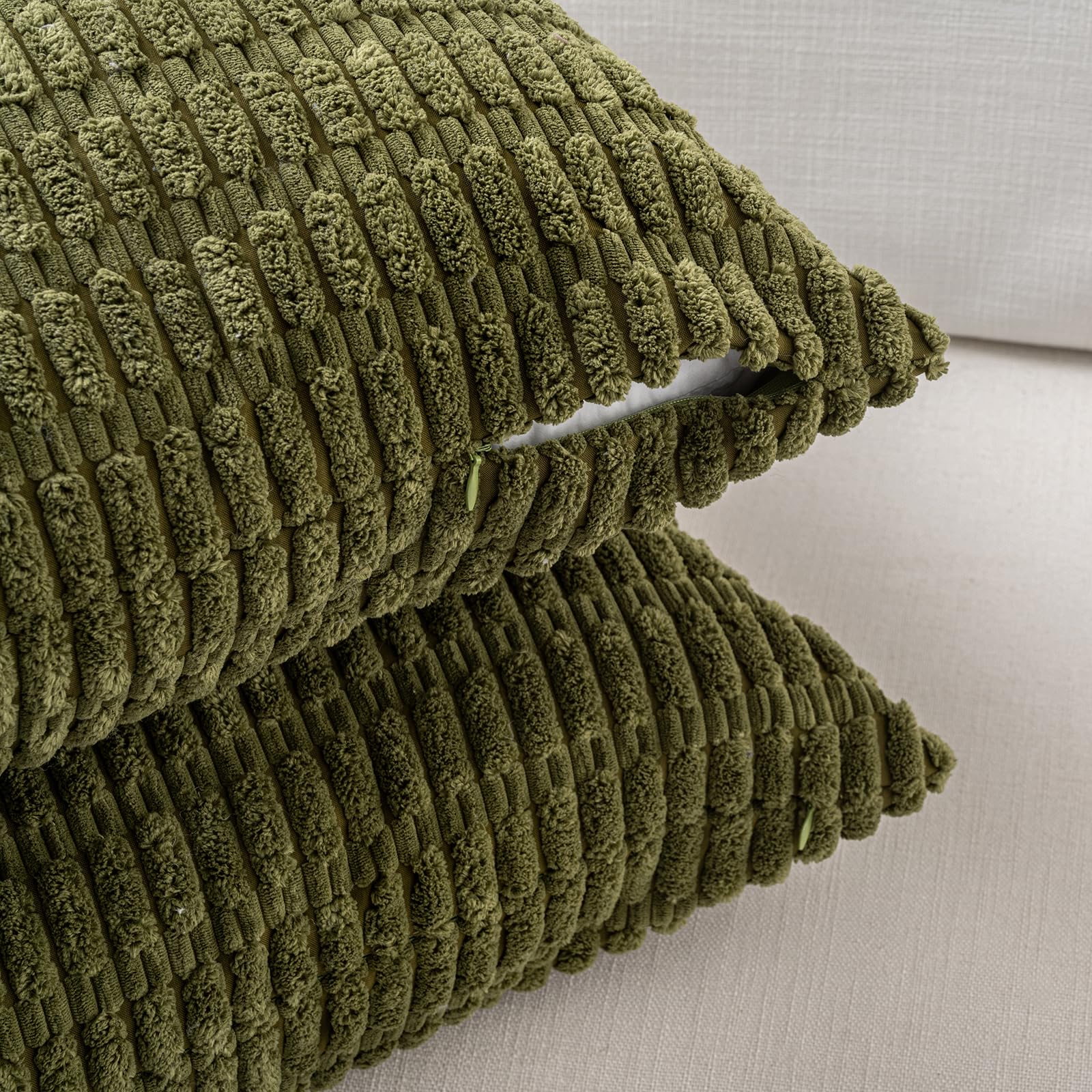 Fancy Homi 4 Packs Decorative Throw Pillow Covers for Living Room Couch Bed, Modern Farmhouse Boho Home Décor Accent Cushion Case, 24" x 12", Moss Green