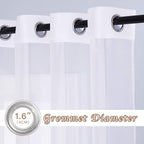 NICETOWN Sheer Curtains Extra Long and Wide W70 x L108 for Living Room Windows, Grommet Voile Sheer Textured Window Drapes for Sliding Glass Door/Villa, White, Set of 2