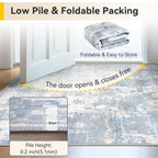 RELEANY Washable 9'x12' Abstract Area Rug for Living Room Light Blue