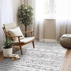 4x5 Area Rug Washable Moroccan: Non Slip Entryway Floor Mat Grey