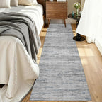 2x10 Runner Rug Non-Slip，Modern Abstract 10ft Washable Runner Rugs for Hallways, Ultra-Thin Long Kitchen Rug Runners,Stain Resistant Floor Carpet for Bedroom,Laundry Room,Entryway（Blue/Grey,2'x10'）