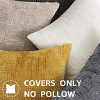 decorUhome Textured Chenille Throw Pillow Covers 26x26 Set of 2 Dark Brown
